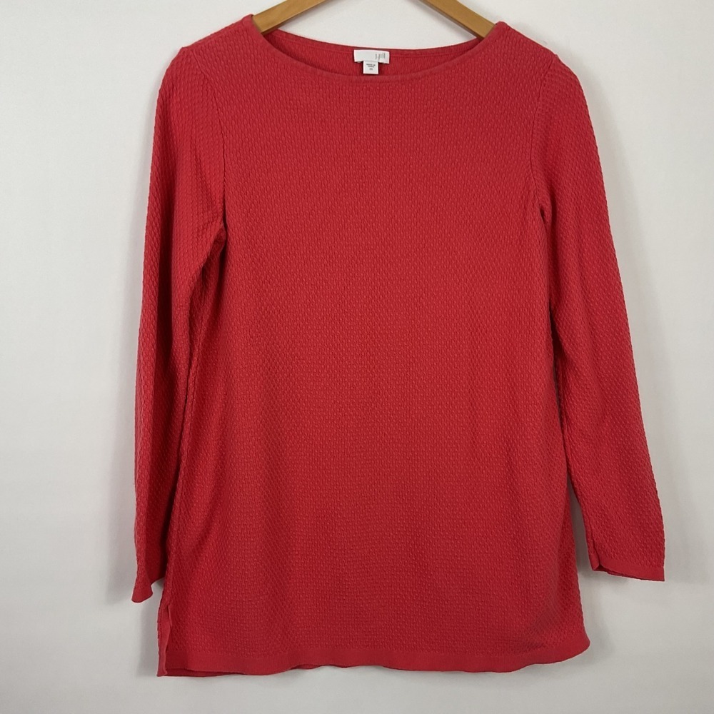 J.Jill Women's XS Long Sleeve Textured Knit Top Coral Pink Casual‎ Everyday